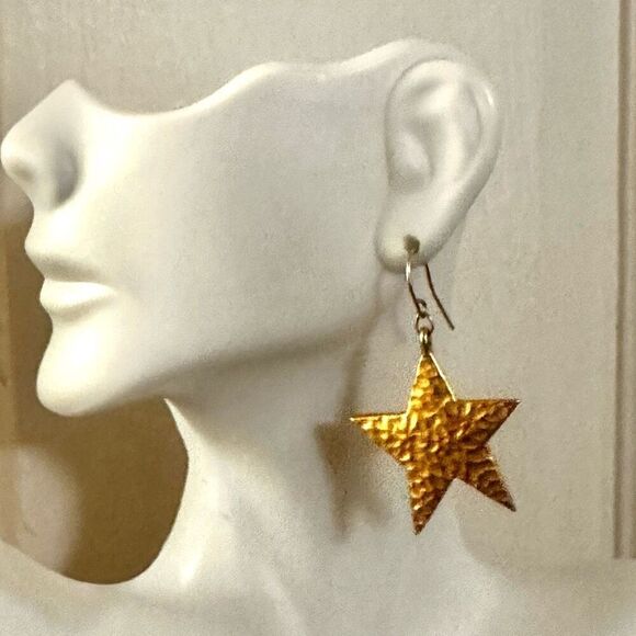 Napier textured gold star drop earrings - Picture 1 of 7
